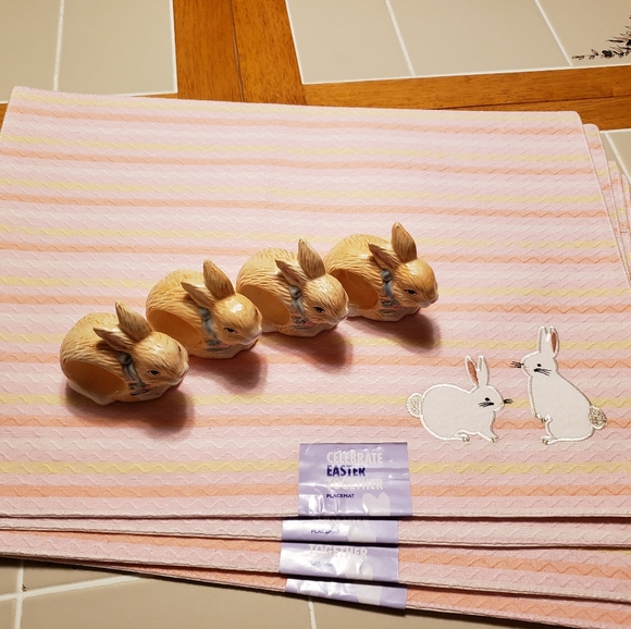 EASTER , 5 Bunny rings and 4 placements - Picture 2 of 10